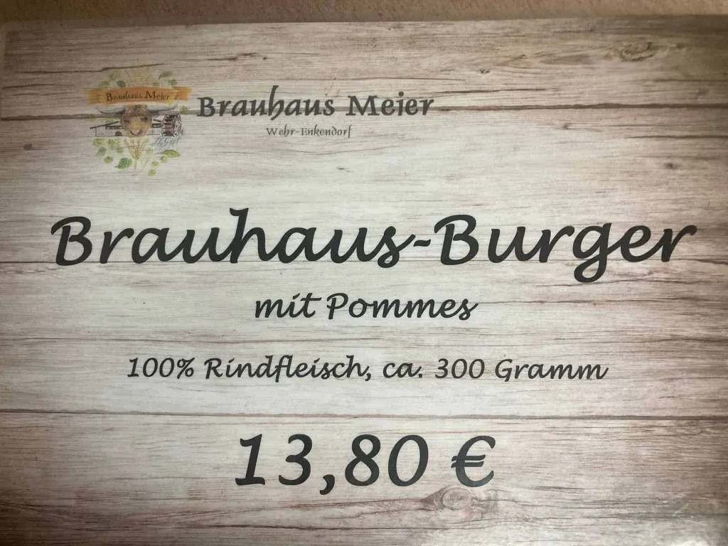 Brauhaus Speisekarte Preise