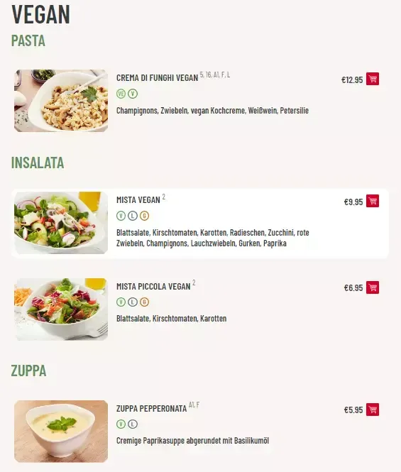 Vapiano Speisekarte Preise