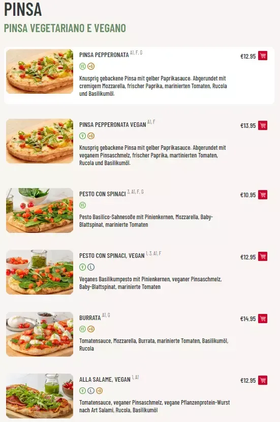 Vapiano Speisekarte Preise