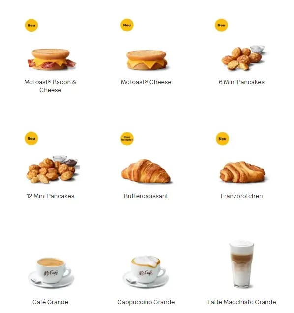 Mc Donalds frühstück Preise