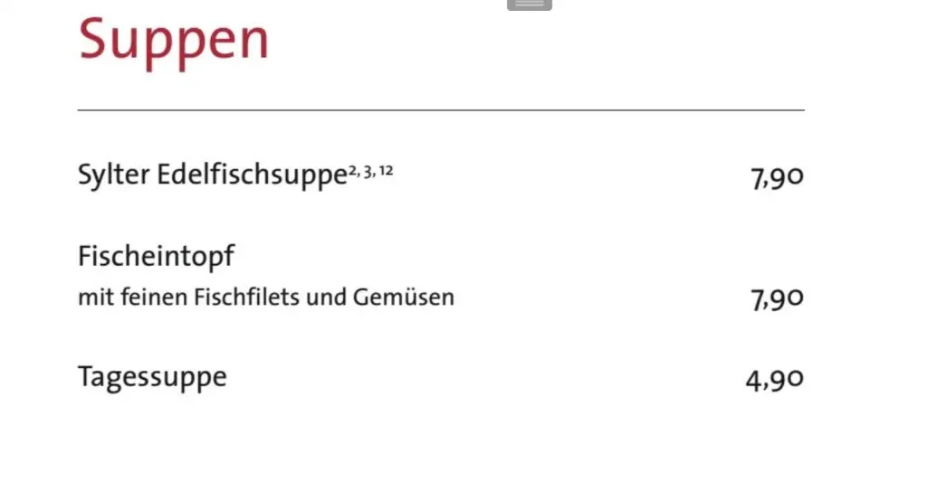 Gosch Speisekarte