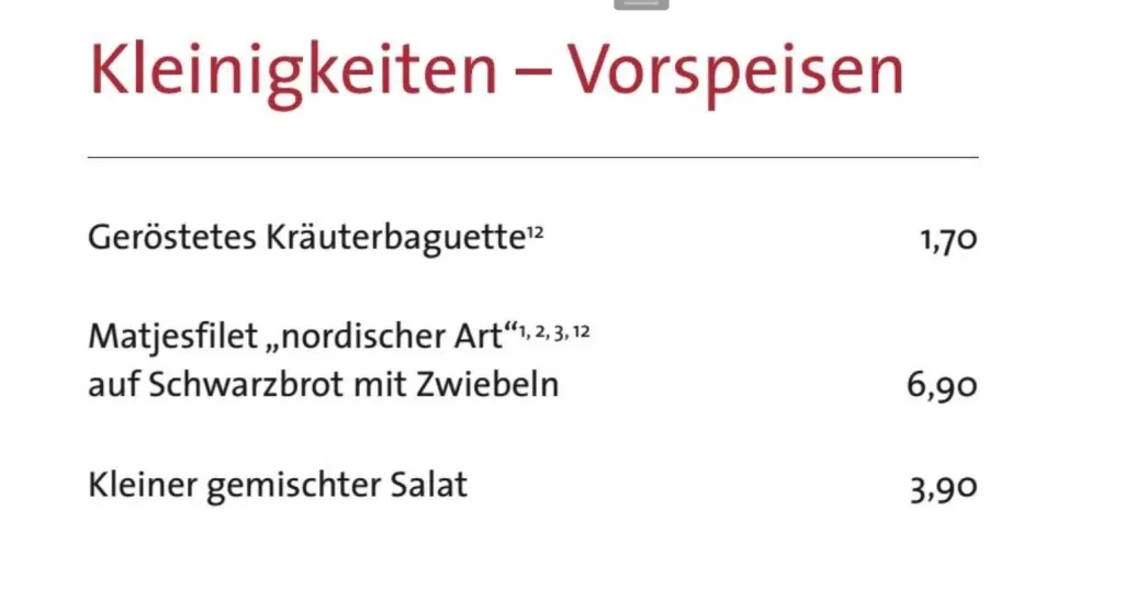 Gosch Speisekarte